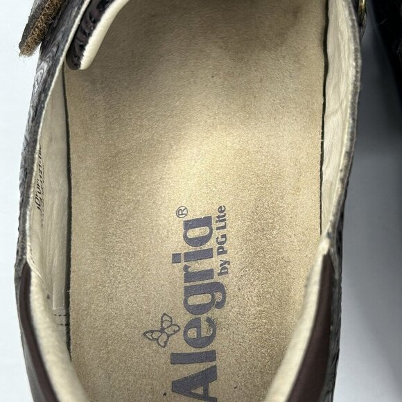 Alegria Shoes EU 40 US 9.5/10 Joleen Molasses Tooled Brown Leather Comfort Clog - Picture 11 of 12